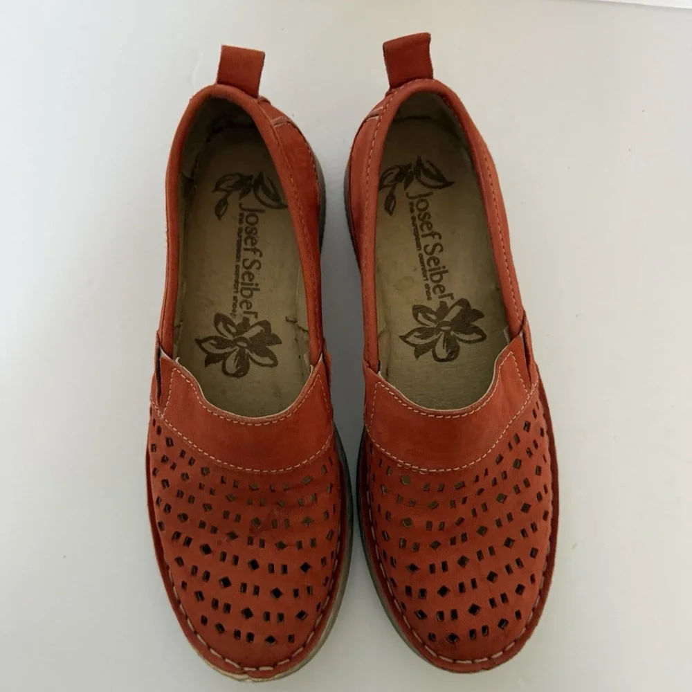 Josef Seibel  Sofie Leather Espadrille Loafer Women's Size‎ 5.5-6 EU 36 Orange